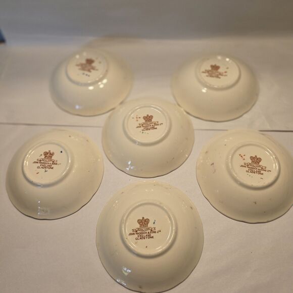 Antique (1896-1920) John Maddock & Sons Royal Ivory Gladstone 6 Berry Bowls - Picture 9 of 16